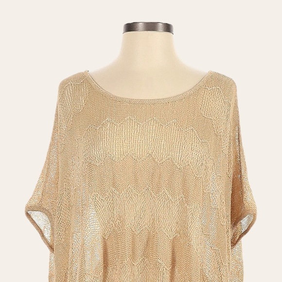 Bebe Wave Stitch Boho Knit Tan Boxy Oversized Layering Sweater Size S NWT - Picture 3 of 9